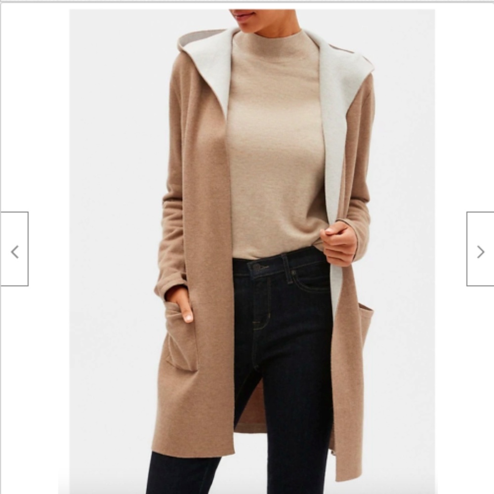 Banana Republic Factory Hooded Cardigan CAMEL